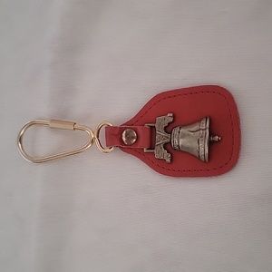 Liberty bell red & gold keychain